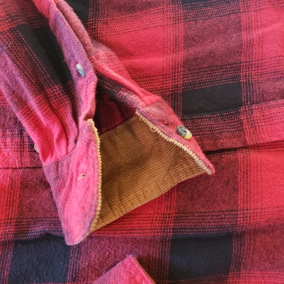 Plaid 100% Cotton Brushed Flannel Shirt with Corduroy Contrast Accents - Picture 8 of 8